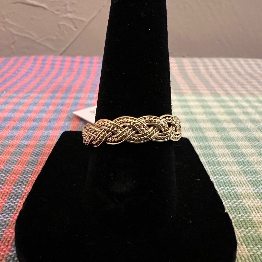 NWT Gold Tone Braided Ring Textured Woven Band Stackable Jewelry - Size 7